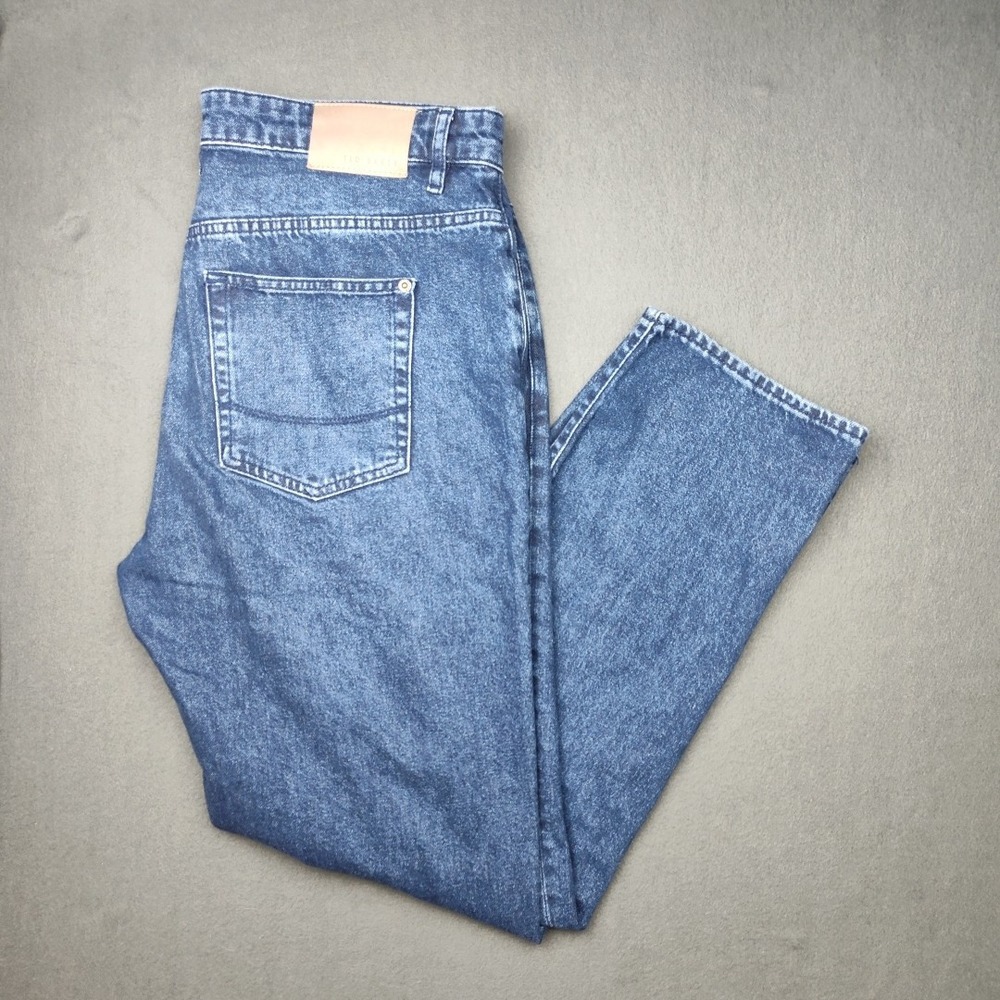 Ted Baker Jeans Mens 36x32 Blue Strtfo Slim Fit Straight Medium Wash Denim Pants
